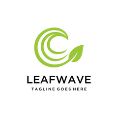 Modern leaf  wave design logo concept