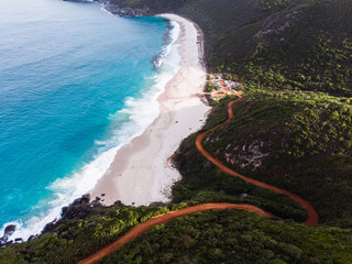 Incredible coastal road leading down to Shelly Beach, Albany, Western Australia. Perfect paradise waters in the remote Western Australian landscape. 