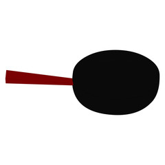 Frying Pan with Red Handle - Cartoon Vector Image