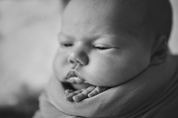 portrait of a little girl: baby's face close-up. concept of childhood, healthcare, IVF