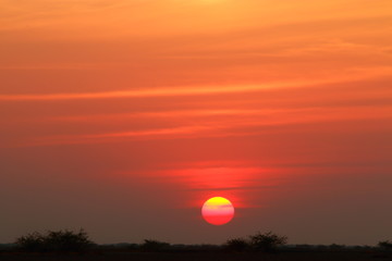 beautiful hues of sunset on the deserts of Gujarat, India