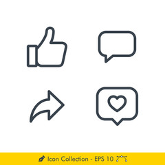 Like Comment and Share / Vector - In Line / Stroke Design
