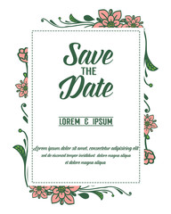Obraz premium Design green leaf flower frame, for concept ornament of card save the date. Vector