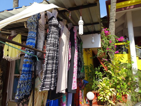fashionable cloth shop on the streets of Colva, Goa, India