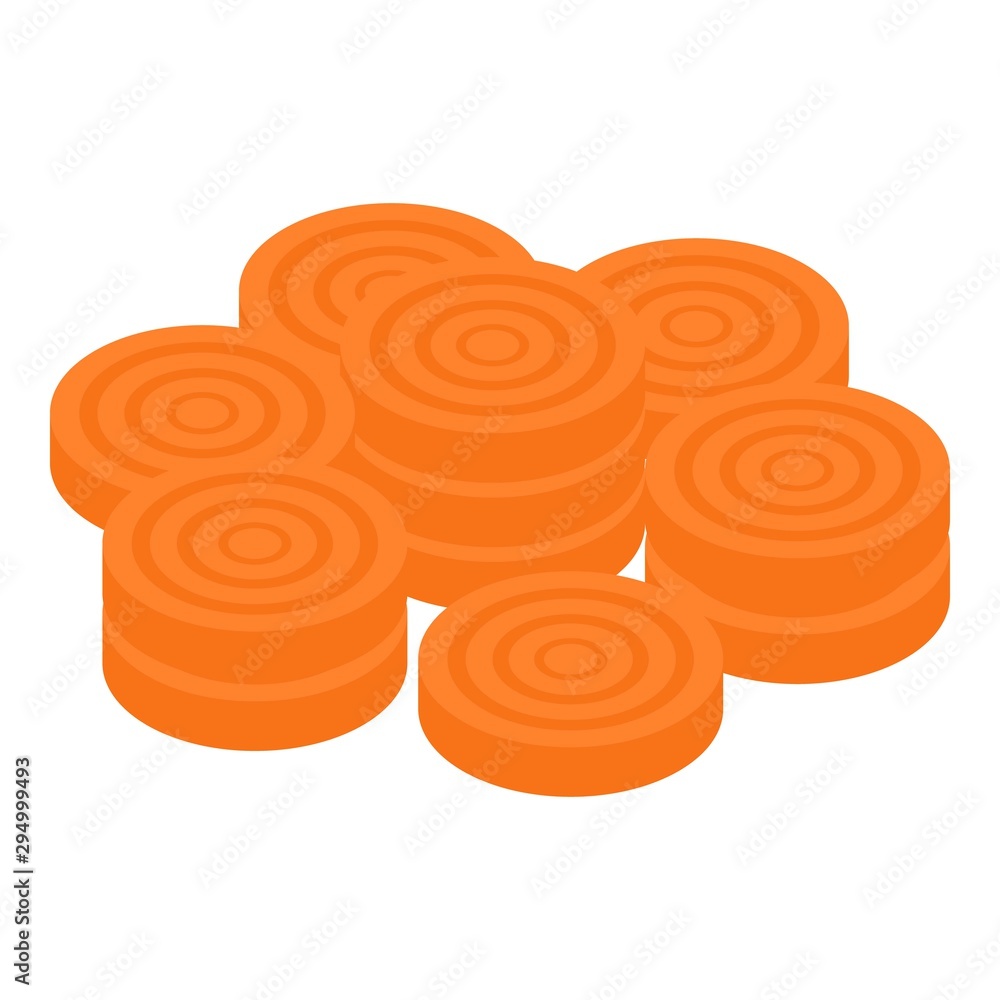 Poster Carrot circle slices icon. Isometric of carrot circle slices vector icon for web design isolated on white background