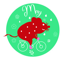 2020 calendar. Dedicated to the year of the mouse. Funny mice in different situations. For design and cards.