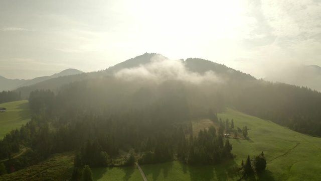 Flying to the jakobskreuz in the kitzb&uuml;hler alps in Austria in Fieberbrunn
