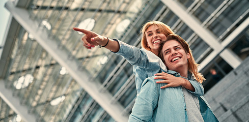 Cheerful romantic couple