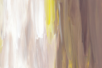 Multicolored brush strokes background  texture hand painted. Yellow, brown and white