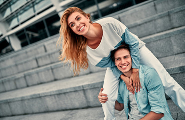 Cheerful romantic couple