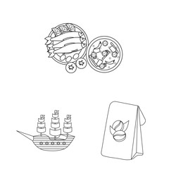 Vector illustration of tourism and landmark sign. Collection of tourism and european stock vector illustration.