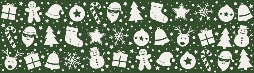 Christmas banner with festive ornaments. Vector