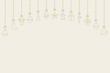 Fototapeta na wymiar Christmas decoration. Simple icons on bright background with copyspace. Vector
