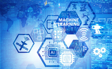 Concept of modern IT technology with machine learning