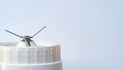 close up metal stainless steel blade of blender