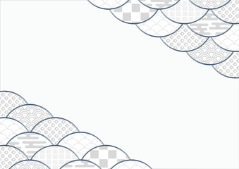 和柄を用いた雲の背景イラスト エ霞 青海波 鹿の子絞り Background Canvas Print Backgrou Kimiko