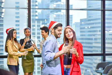 Business  office team celebrate Christmas Happy new year party 2020