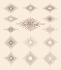 Vintage sunburst with radial sun beams vector collection background. EPS10.