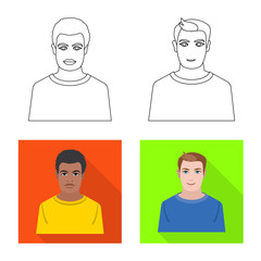 Vector design of hairstyle and profession icon. Set of hairstyle and character vector icon for stock.
