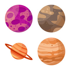 Vector design of planet and system sign. Collection of planet and space vector icon for stock.
