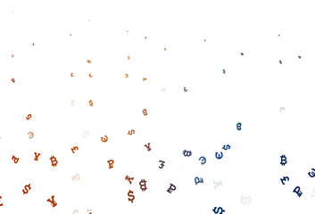 Light Blue, Yellow vector background with signs of currency.