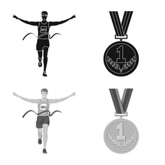 Vector illustration of sport and winner logo. Set of sport and fitness stock symbol for web.