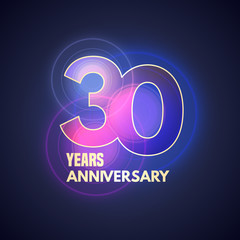 30 years anniversary vector icon, logo. Graphic design element with bokeh