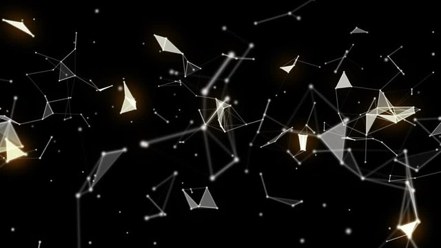 Plexus. Futuristic technology motion background. Abstract background with plexus connections. Geometric and abstract background for presentation or intro. Plexus of abstract lines, triangles and dots 
