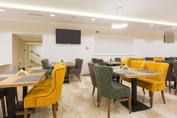 Interior of a hotel cafe restaurant