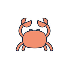 crab crustacean summer icon line and fill