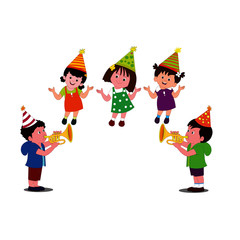Kids in a Party - Cartoon Vector Image