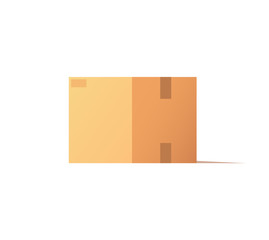 Empty closed box mockup, post container for goods delivery and storage, packaging design. Parcel with adhesive tape 3D isometric icon vector isolated.