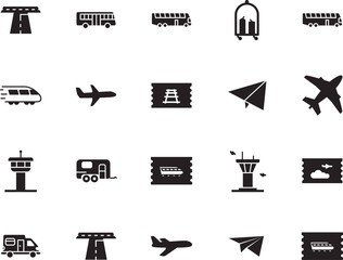 holiday vector icon set such as: motorhome, suitcase, camp, metro, pictogram, baggage, mobile, outdoor, front, cart, railroad, automobile, web, rv, leisure, logo, rail, subway, briefcase, high