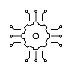Process Automation icon. Outline thin line illustration. Isolated on white background. 
