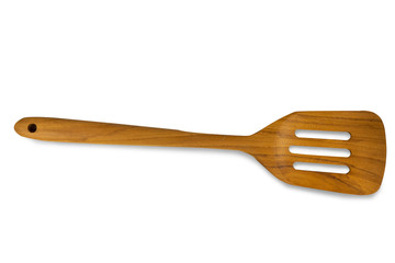 Wooden spoon,Ladle, kitchenware isolated on white background .