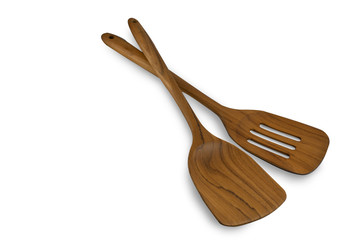 Wooden spoon,Ladle, kitchenware isolated on white background .