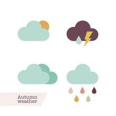 Autumn weather icons. Vector illustration, flat design