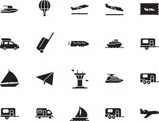 holiday vector icon set such as: hot, bullet, take, roof, industry, landing, case, metro, control, railroad, cruiser, box, subway, terminal, express, modern, arrivals, summer, family, passenger, mail
