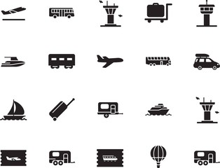 holiday vector icon set such as: summer, departures, tickets, yachting, minimal, briefcase, nautical, start, sport, carriage, high, track, liner, locomotive, regatta, railroad, activity, trolley