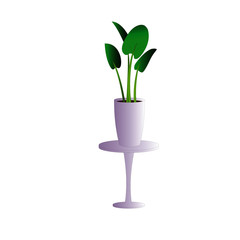 Plant Pot on a Wooden Stand - Cartoon Vector Image