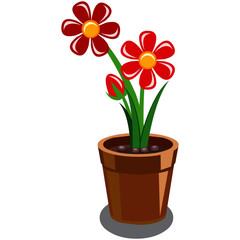 Naklejka na ściany i meble Red Flowering Plant - Cartoon Vector Image