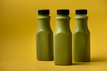 Green tea in bottle, Milk green tea.