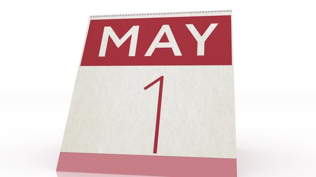 May 1 date. calendar change to May 1 animation