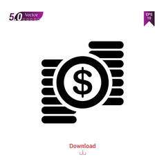 Outline dollar-sign-and-piles-of-coins icon vector isolated on white background. Graphic design, material-design, nuclear office icons, mobile application, logo, user interface. EPS 10 format vector