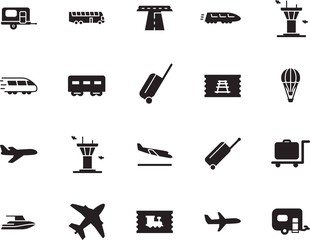 holiday vector icon set such as: drive, side, landing, ocean, camping, arrive, street, yacht, rv, pictogram, airline, lifestyle, metal, camper, car, avenue, sport, track, balloon, hotel, roadside