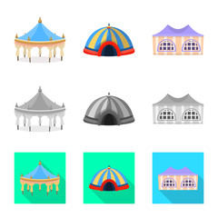 Vector illustration of roof and folding icon. Collection of roof and architecture stock vector illustration.