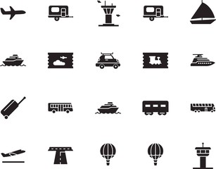 holiday vector icon set such as: wagon, street, stripe, vessel, race, asphalt, nautical, departures, drive, navigation, off, yachting, wind, roof, rail, delivery, access, voyage, abstract, track