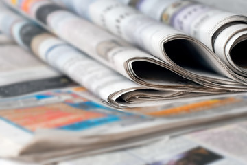 News morning Newspapers on the desktop in the office, the concept of media