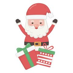 santa hands up and gifts decoration merry christmas