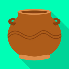 Vector illustration of pot and ceramic symbol. Graphic of pot and brown vector icon for stock.